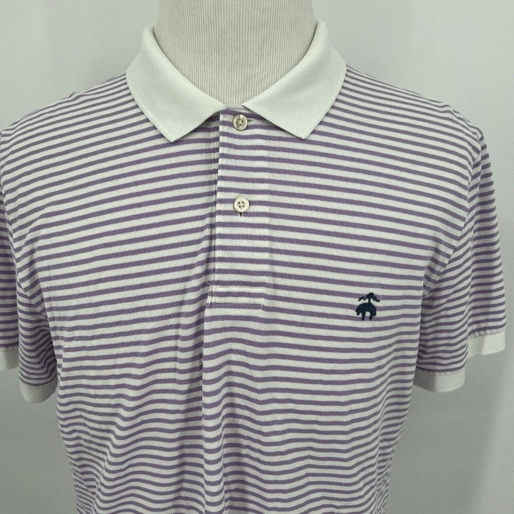 Brooks Brothers Purple and White Striped Polo Shirt